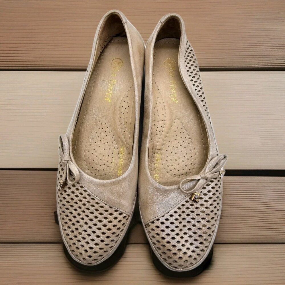 La Pinta Gold Metallic Ballet Flats Women's Size 40/USA 9 Boho School Preppy